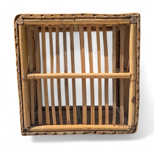 Vintage 1970s Split Reed Bamboo Planter Box For Sale In Charlotte - Image 6 of 16