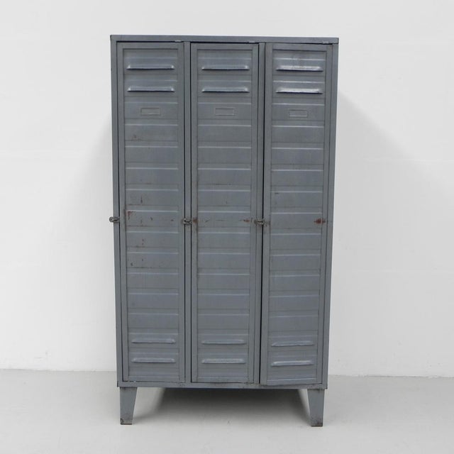 Industrial Steel Locker with 3 Doors, 1950s For Sale - Image 17 of 18