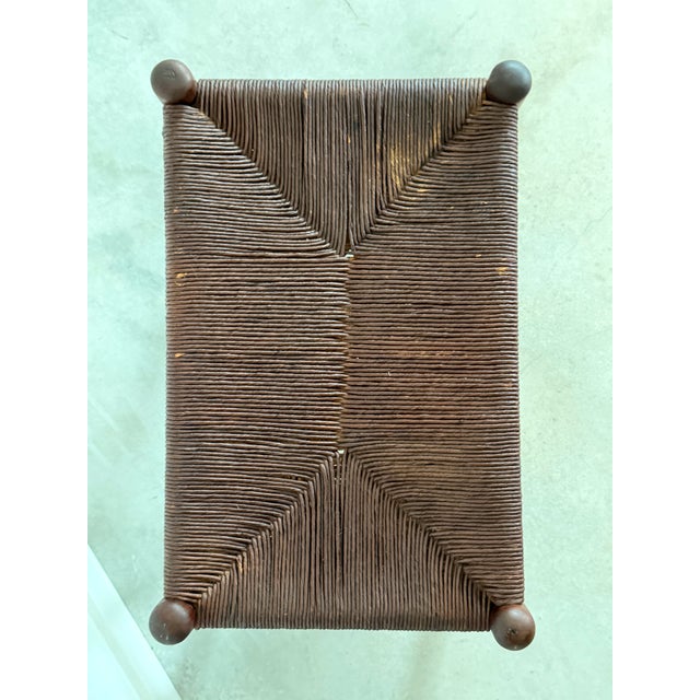 Danish Cord Woven Bench Ottoman Hand-Crafted Midcentury (France) 1960s Weathered For Sale - Image 13 of 13