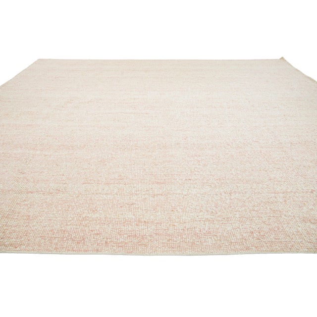 Blush Modern Natural Style Handmade Wool and Jute Rug For Sale In New York - Image 6 of 10