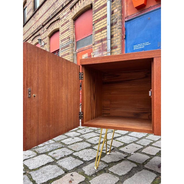 Wood Teak Sideboard with Tiles and Lock For Sale - Image 7 of 11