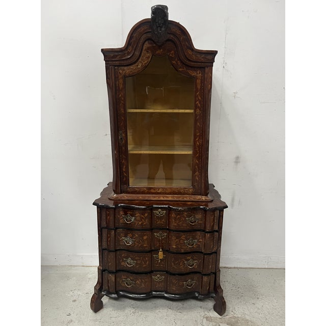 Dutch Inlaid Wood 2-Body Display Cabinet, 19th Century For Sale - Image 5 of 18