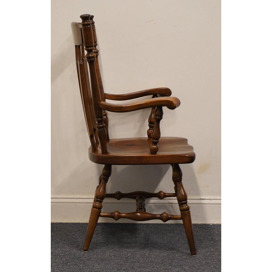 Ethan Allen Antiqued Pine Old Tavern High Back Catkin Dining Arm