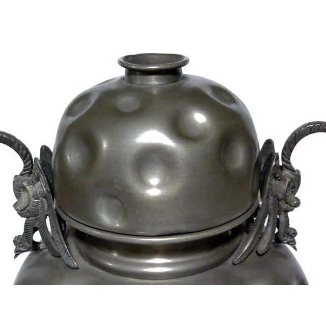 Art Deco Style Pewter Lidded Vase, 1950s For Sale - Image 3 of 6