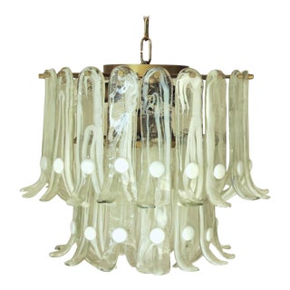 Vintage Italian Chandelier W/ Pale Green Murano Glass Designed by Mazzega1960s For Sale