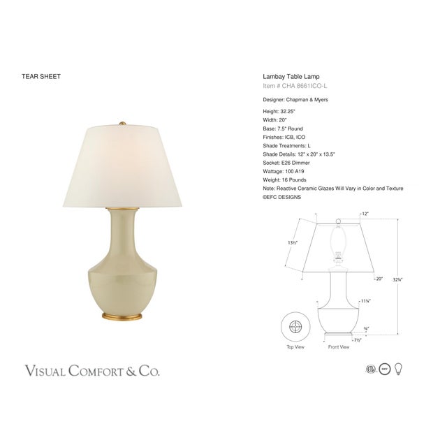 Chapman & Myers by Visual Comfort Signature Lambay Table Lamp in Coconut with Linen Shade Designer: Chapman & Myers...