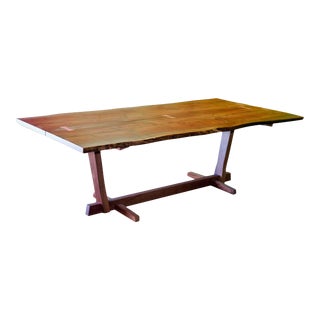 Custom Walnut Slab Live Edge Dining Table For Sale