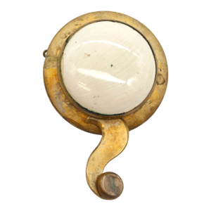 Brushed Brass & White Ceramic Call Bell Lever