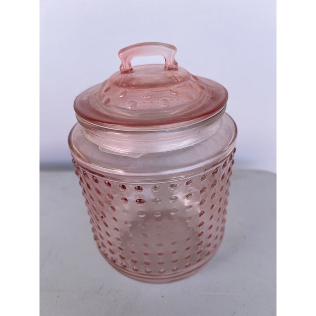 Late 20th Century Vintage Pink Hobnail Glass Jar For Sale - Image 5 of 7