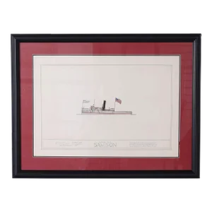 Marine Painting on Paper of a Great Lakes Steamship