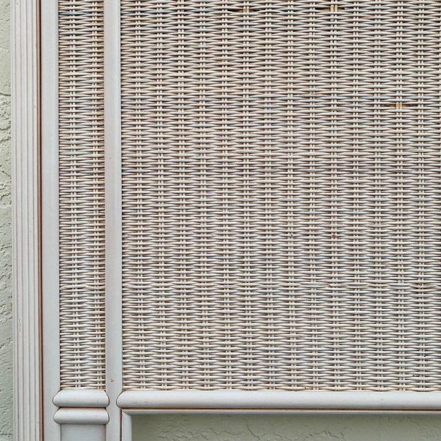 Beige Vintage Rattan Twin Headboard With Pencil Reed Trim For Sale - Image 8 of 10