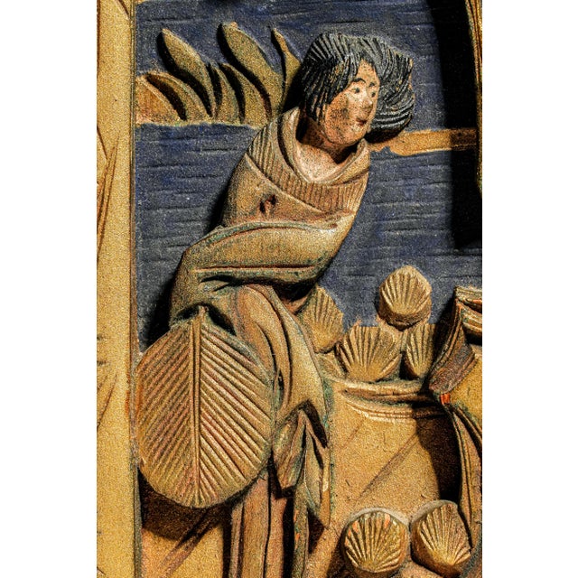 Chinese Hand Carved Painted Vintage Small Three Panel Tabletop Screen Home Decor For Sale In New York - Image 6 of 14