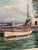 Beautiful original watercolor painting depicting idyllic Greek island scenes, professionally custom framed with museum-...