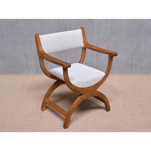 Kurul Armchair in Oak and Rubelli Bouclé by Henning Kjærnulf, Denmark, 1960s For Sale - Image 11 of 15