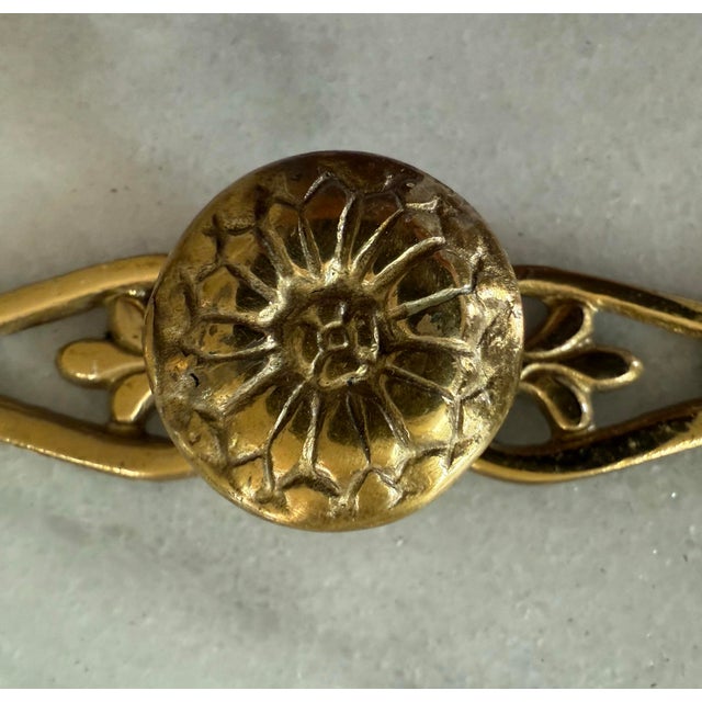 Set of 7 Vintage Brass Drawer Hardware For Sale - Image 4 of 9