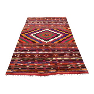 Vintage Turkish Kilim Rug - 78" X 123" For Sale