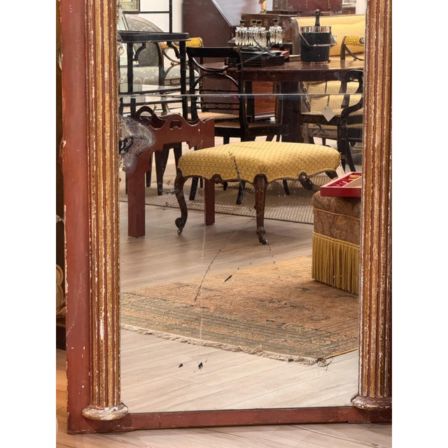 Early 19th Century Early 19th Century Continental Neoclassical Parcel-Gilt and Red Painted Mirror For Sale - Image 5 of 10