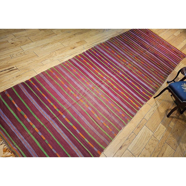 Vintage Moroccan Tribal Kilim, Handwoven Wool, Multicolor Stripe Pattern, 6’ X 15’ For Sale - Image 9 of 12