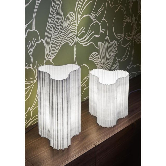 Stripes A2 Decorative Table Lamp in Afyon White Marble by Bufalini Marmi For Sale - Image 10 of 12