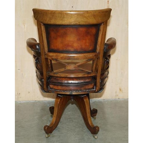 Antique Victorian Brown Leather Captain's Chair by Cornelius V. Smith, 1885 For Sale - Image 18 of 18