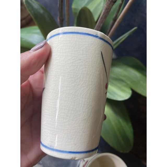 Japanese Vintage Japanese Ceramic Juice Glasses Cherry Blossom - Set of 6 For Sale - Image 3 of 10