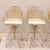 French Provincial Vintage French Style Wrought Iron Indoor/Outdoor Swivel Barstools W/Cream Coating, Lattice Back and a Beautiful Silky Cream Upholstered Seat, 3 Pieces For Sale - Image 3 of 16