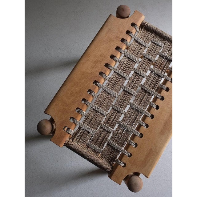 Wood French Woven Seat Stool, 1960s For Sale - Image 7 of 10