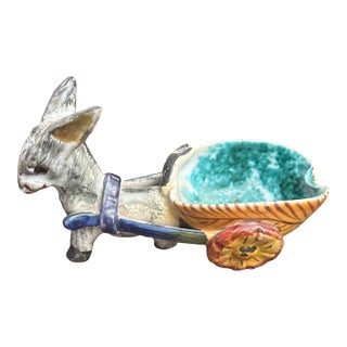 Italian Pottery Donkey and Cart Planter/Candy Dish Circa 1950 For Sale