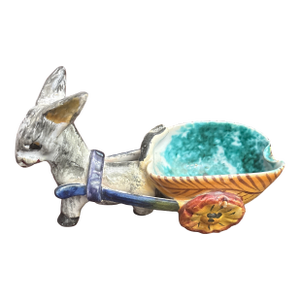 Italian Pottery Donkey and Cart Planter/Candy Dish Circa 1950