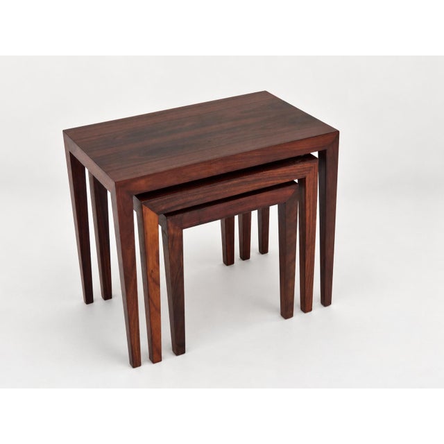Mid-Century Modern Nesting Tables in Rosewood by Severin Hansen for Haslev Møbelsnedkeri, Denmark, 1960s, Set of 3 For Sale - Image 3 of 14