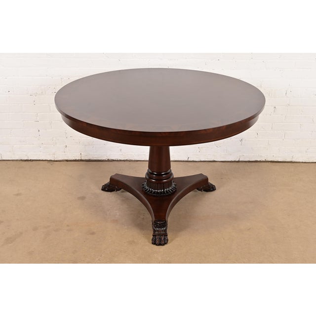 Kindel Furniture Neoclassical Banded Oak Pedestal Center Table or Breakfast Table For Sale - Image 11 of 11