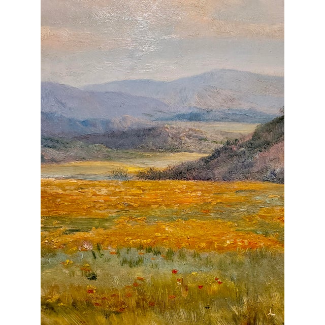 Charles Abel Corwin -1910s Springtime California Poppy Field-Oil Painting For Sale - Image 4 of 7