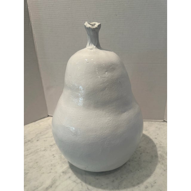 Large Terra Cotta Pear in White Gloss Finish For Sale - Image 4 of 5