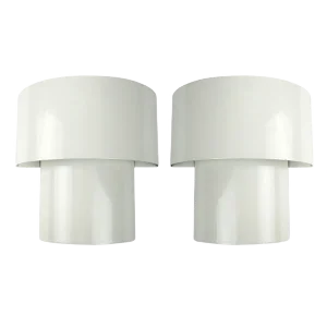 Mid-Century White Steel Sconces, Set of 2