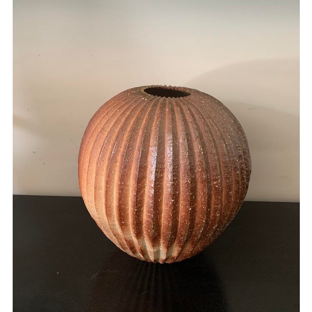 Contemporary Japanese Shigaraki Jar by Takahashi Yoshiko. Custom box included. 15” x14”