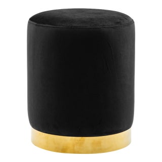 Pri Black Velvet Ottoman For Sale