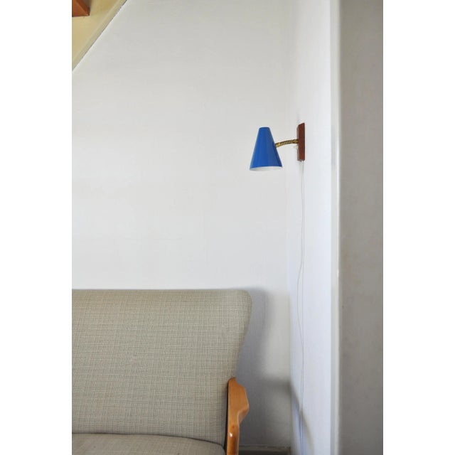 Mid-Century Modern Danish Wall Lamp with Adjustable Brass Arm For Sale - Image 3 of 11