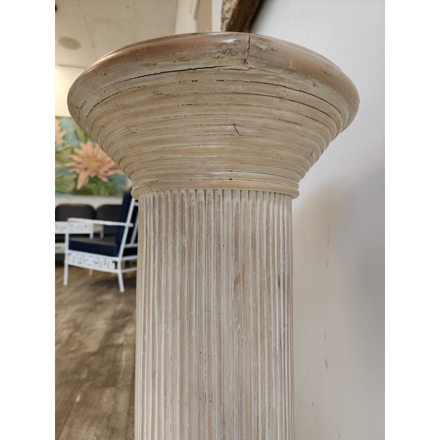 Vintage Split Reed Rattan Pedestal Column - Gabriella Crespi Style Plant Stand For Sale - Image 11 of 13