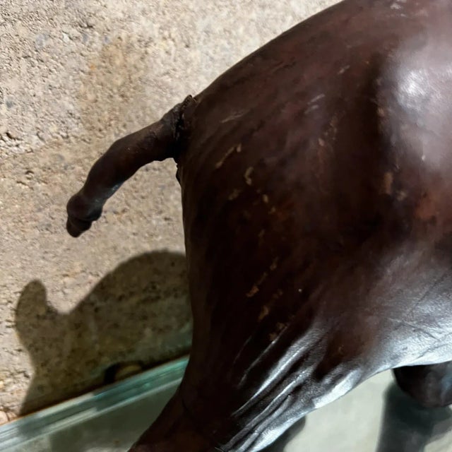 Animal Skin Mid-Century Modern Leather Elephant Table Sculpture, 1960s Style For Sale - Image 7 of 12