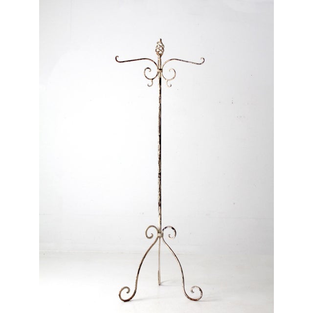 Metal Antique Wrought Iron Hall Tree Coat Rack For Sale - Image 7 of 12