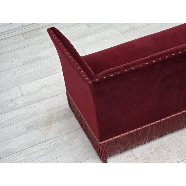 Danish 2-Seater Sofa in Cherry-Red Velour, 1970s For Sale - Image 13 of 17