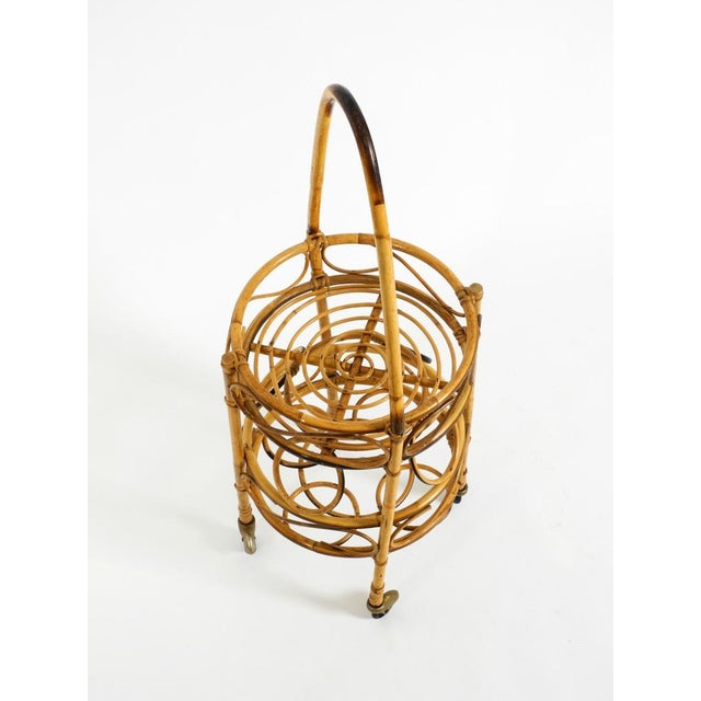 Wood Mid-Century Italian Bar and Serving Trolley Made of Bamboo with Wheels, 1950s For Sale - Image 7 of 18