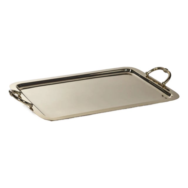 Manetta Steel and Brass Tray- Polished Gold,,21" x 13" x 2" For Sale