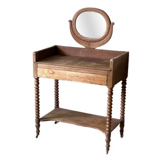 Vintage Turned Wood Dressing Table, 1950s For Sale