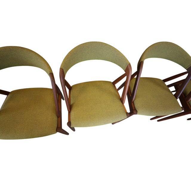 Model 31 Chairs in Teak and Wool Fabric by Kai Kristiansen for Schou Andersen, 1960s, Set of 4 For Sale - Image 13 of 17