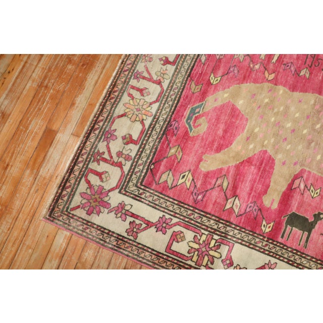 Zabihi Collection Pink Komodo Dragon Armenian Rug For Sale In New York - Image 6 of 12