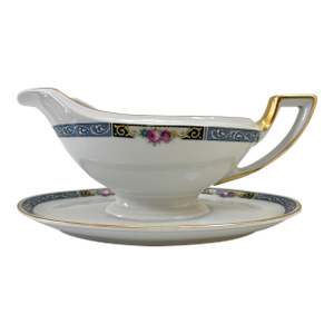 Vintage Gilt Art Deco Style Bavarian Porcelain Gravy Boat
