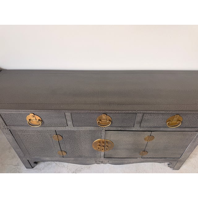 Wood Baker Furniture Ming Style Crackle Finish Sideboard With Brass Handles For Sale - Image 7 of 18