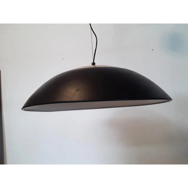 Big Black Ceiling Lamp Top Design 1960s Brass and metal Very good condition Measures Diameter cm 70 high cm 100 Up to 250V...