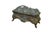 Antique Art Nouveau Brainard & Wilson (B&W) footed brass or spelter jewelry casket dresser box featuring an ornate high...